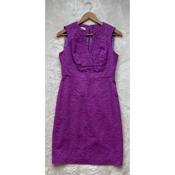 VINTAGE EUC Kelly & Diane Purple Textured Pattern Sleeveless Dress with V-neck - Picture 1 of 10